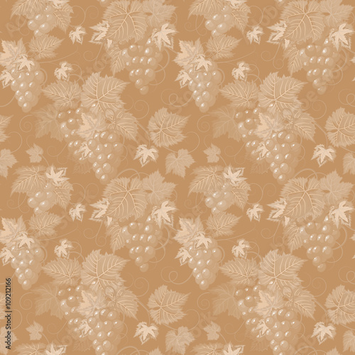 beautiful natural seamless vintage background with hand-drawn bunches of ripe grapes. vector illustration