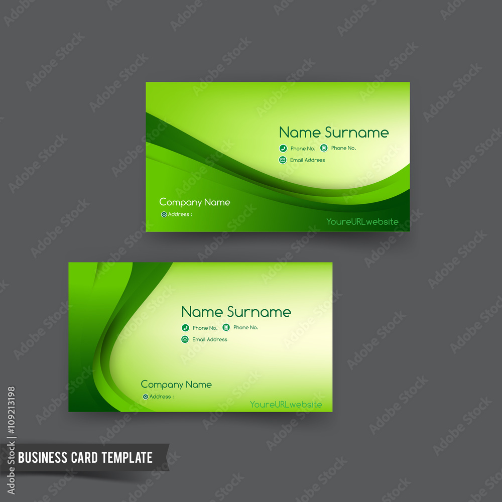 Naklejka premium Business Card template set 048 green curve element for natural