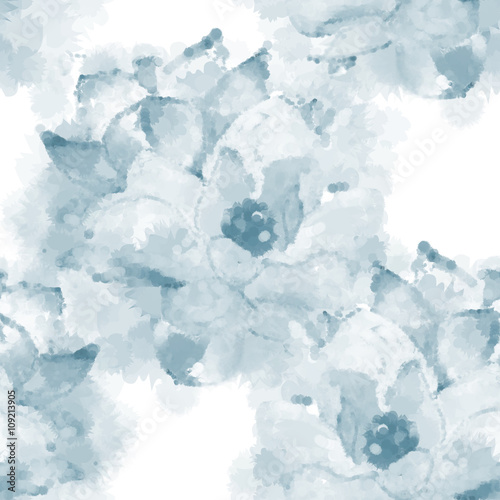 Hand painted watercolor imitation vector magnolia seamless pattern background. Not trace.