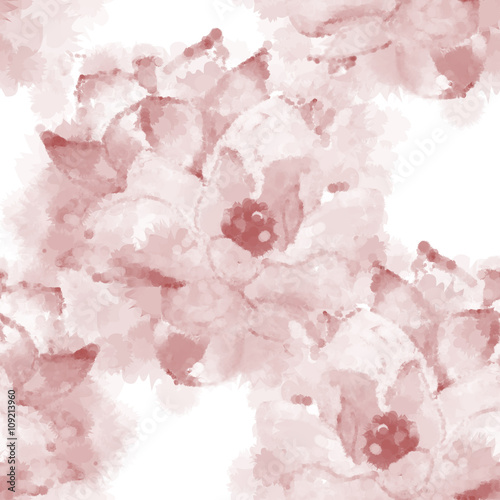 Hand painted watercolor imitation vector magnolia seamless pattern background. Not trace.