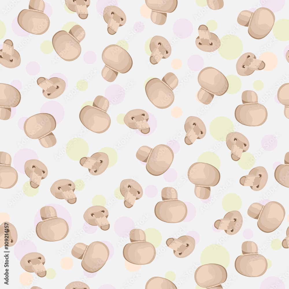 seamless pattern of mushrooms fresh mushrooms in a delicate, pastel colors.