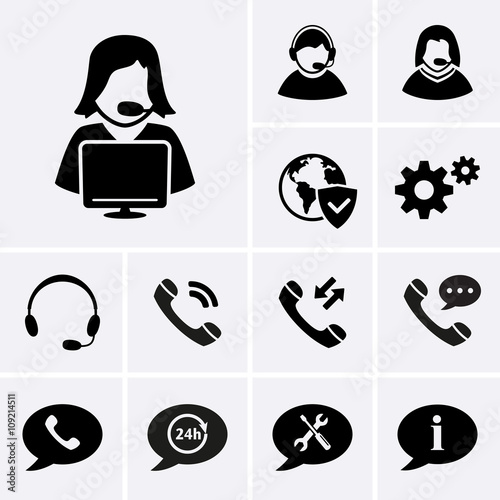Telemarketing Icons. Hotline Support Service and Consultation Ic