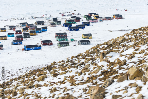 Village at remote polar landscape photo