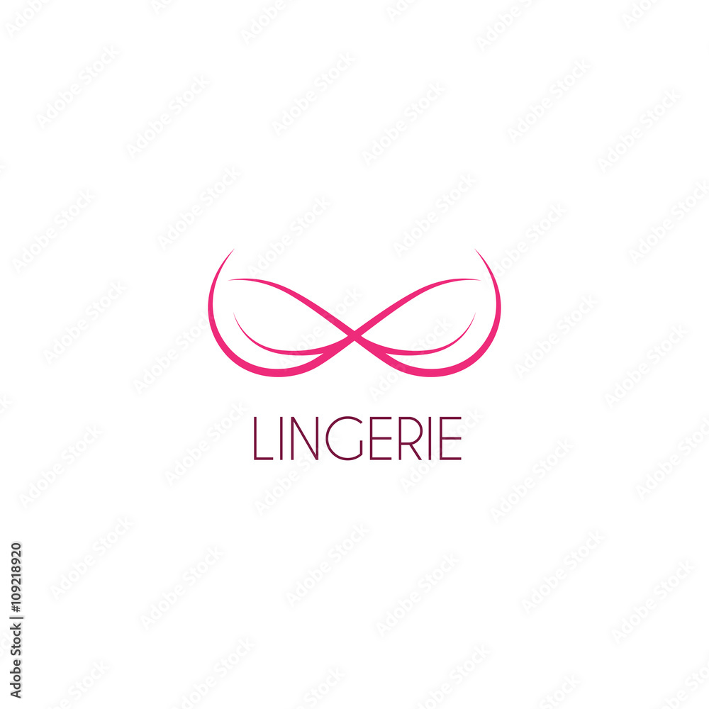 Vector template of logo of lingerie. Logotype of female underwear in the  form of silhouette of bra. Label of boutique. Stock Vector | Adobe Stock