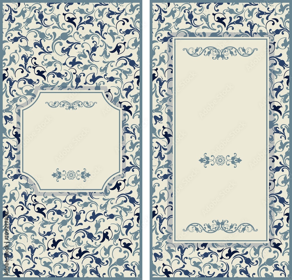 Obraz premium Set of antique greeting cards, invitation with Victorian ornamen