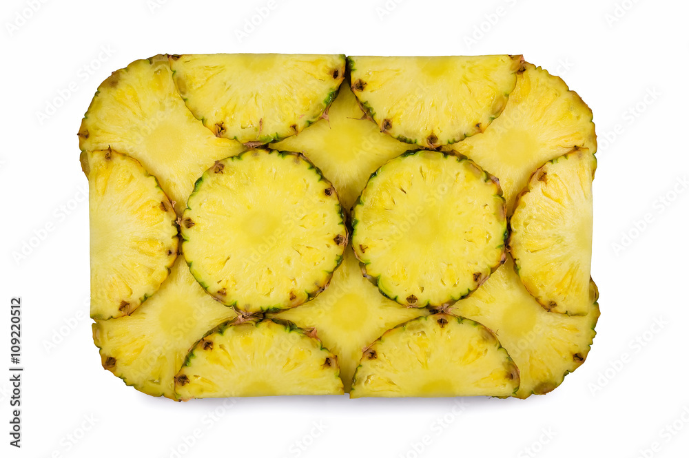 Cut slices of pineapple