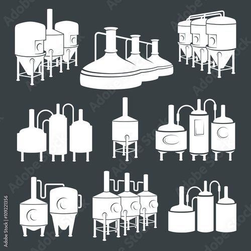Set - beer brewery elements, icons, logos. Vector