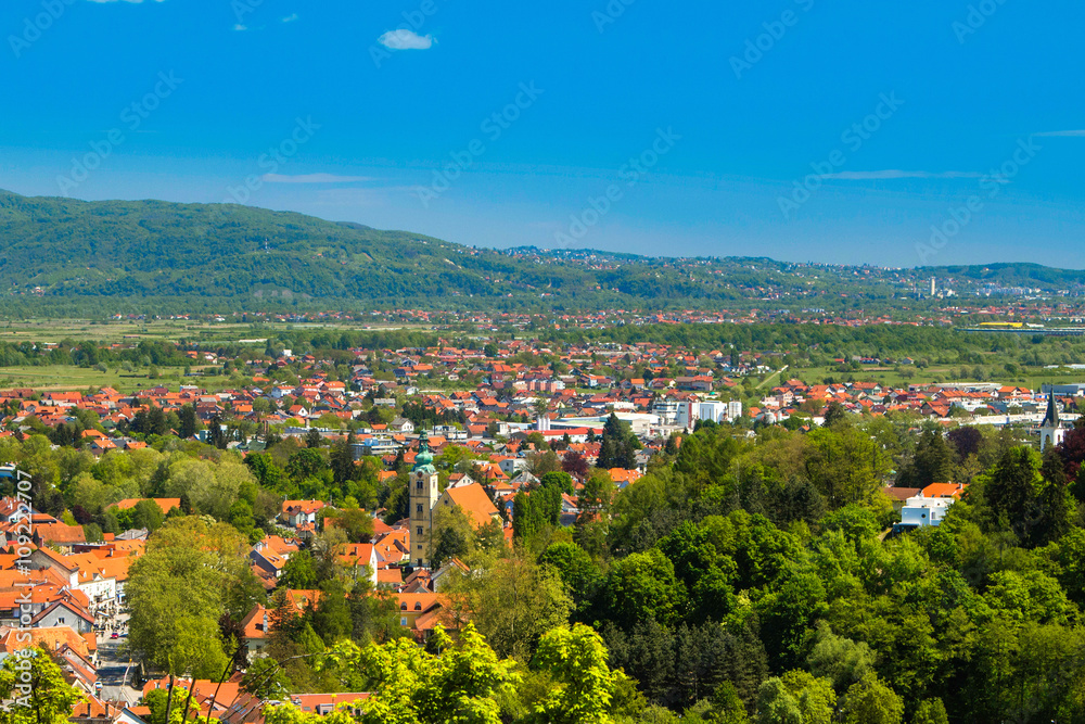 Panoramic view of the center of town of Samobor, northern Croatia