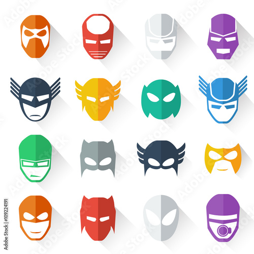 super hero mask icon colorful vector illustration , flat style ,