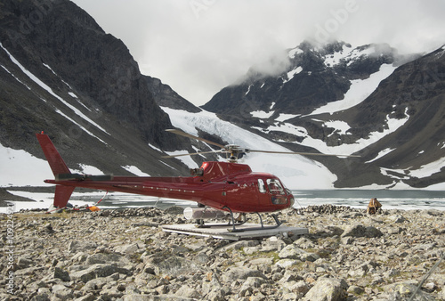 Helicopter in mountains