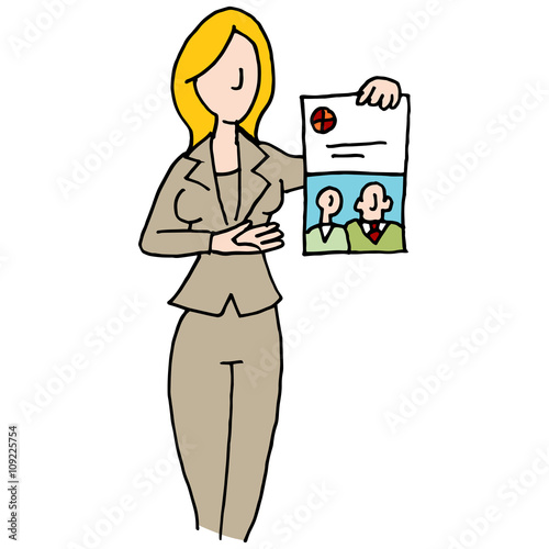 Branded document saleswoman