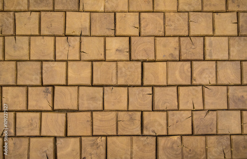 Background of square wooden bricks