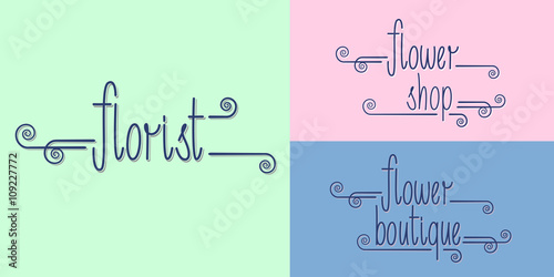 Set of flower shop logo template
