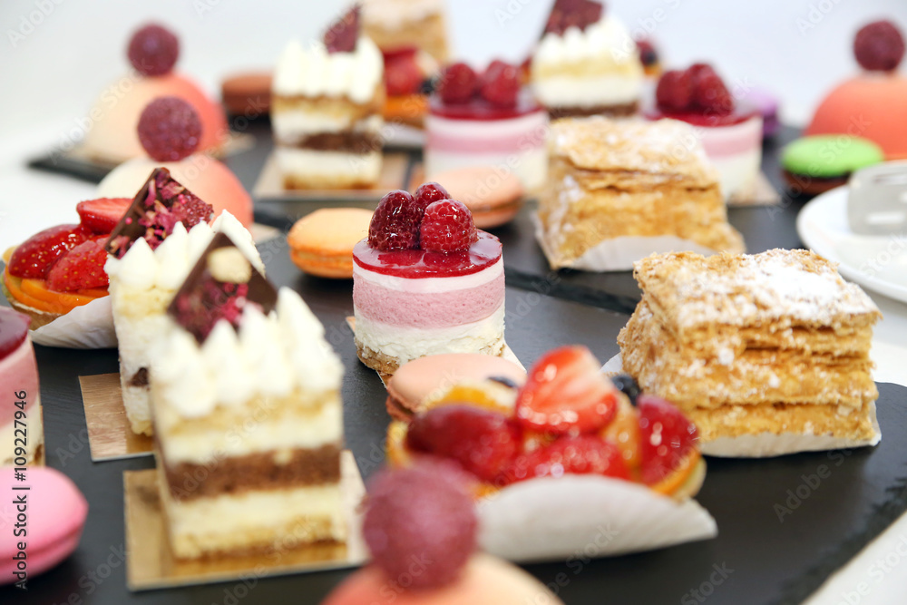 desserts with fruits, mousse, biscuits desserts with fruits, mousse, biscuits