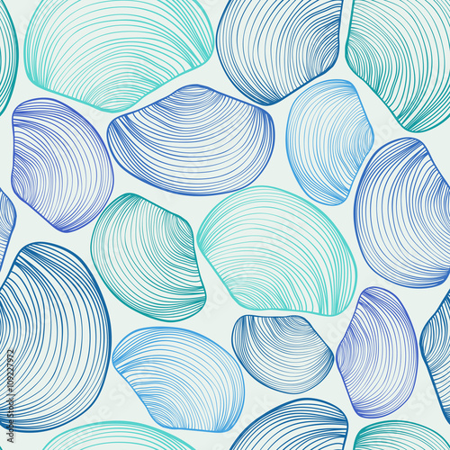 Abstract Seamless Pattern Of Seashells. Tapéta, Fotótapéta