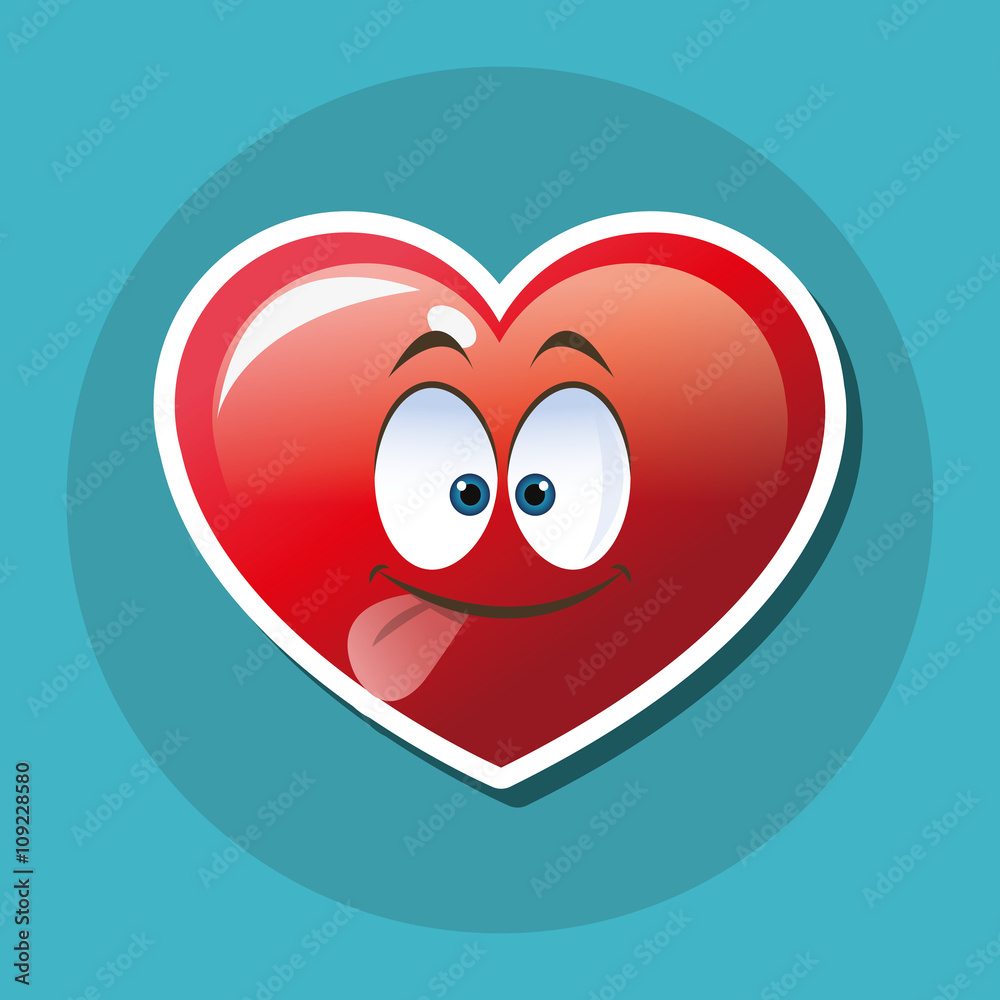 Flat illustration of cartoon face design, heart shape and love Flat illustration of cartoon face design, heart shape and love
