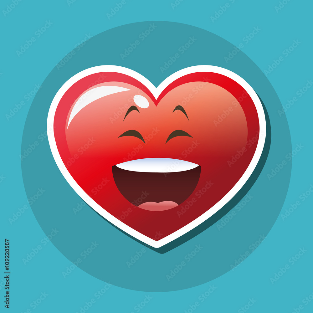 Flat illustration of cartoon face design, heart shape and love Flat illustration of cartoon face design, heart shape and love