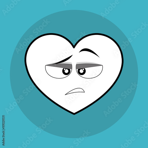 Flat illustration of cartoon face design, heart shape and love