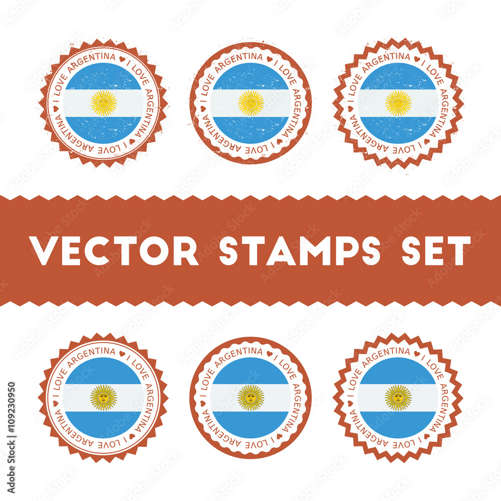 Fotografie I Love Argentina vector stamps set