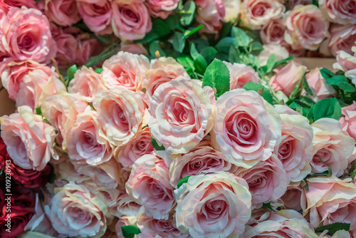 Artificial roses in the flea market