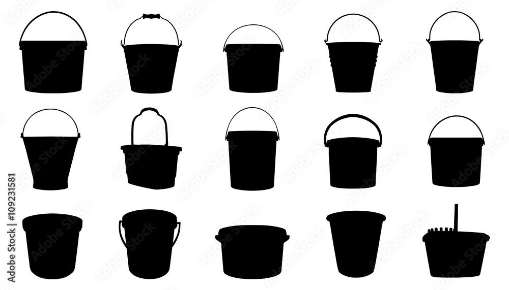 bucket silhouettes - obrazy, fototapety, plakaty 