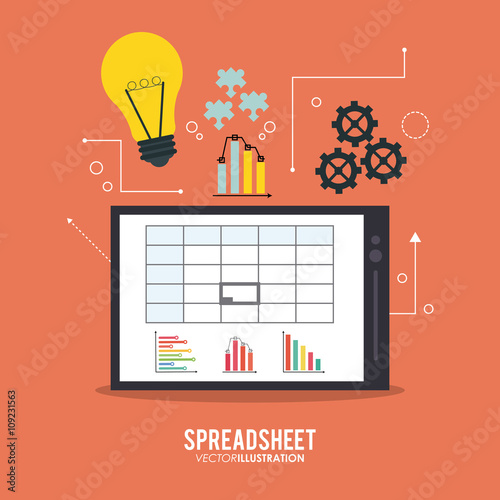 Spreadsheet design, technology and infographic concept