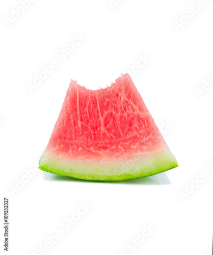 Bitten off a slice of watermelon