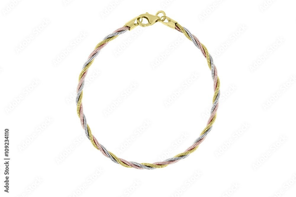 Beautiful Tri-Tone Bracelet in 14 Karat White, Yellow & Rose Gold