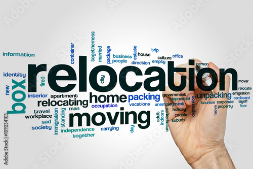 Relocation word cloud photo