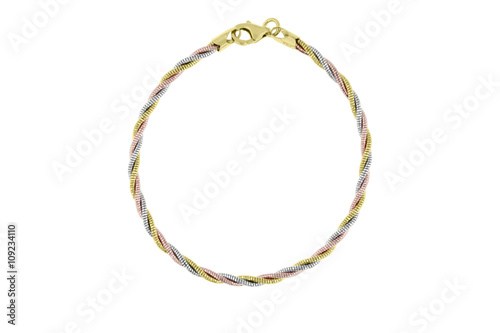 Beautiful Tri-Tone Bracelet in 14 Karat White, Yellow & Rose Gold