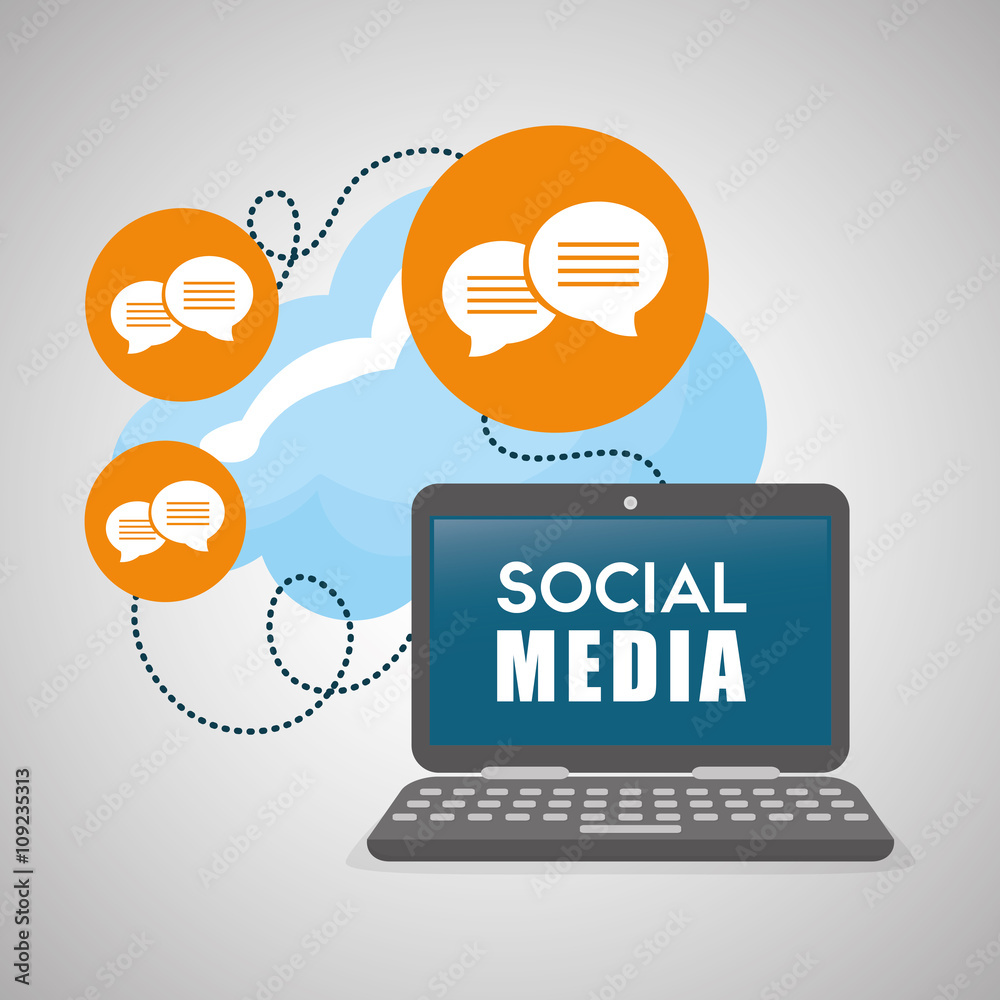 Social media design. laptop icon. networking concept Social media design. laptop icon. networking concept