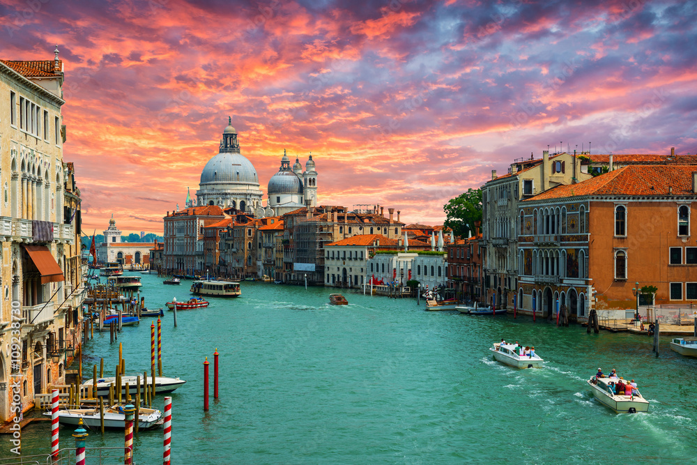 Grand Canal and Basilica Santa Maria della Salute .Venice.Italy