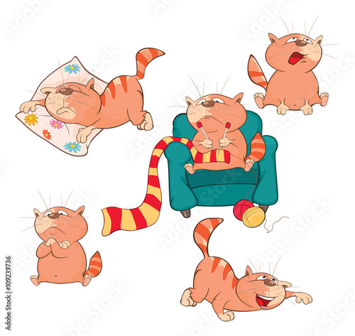 Set of Cartoon Illustration Cute Cats for you Design. Cartoon Character

