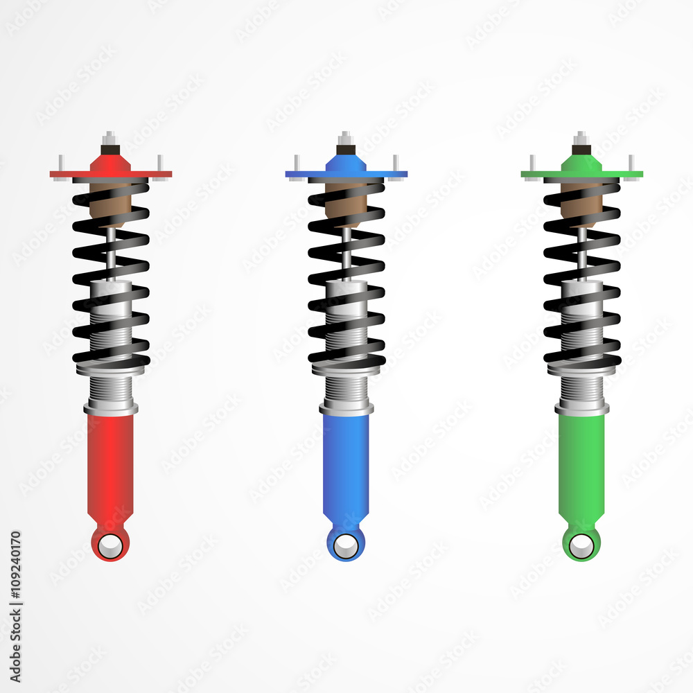 Set of colored coilovers - obrazy, fototapety, plakaty 