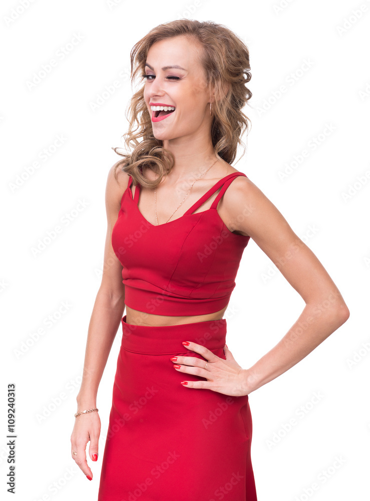 beautiful coquette young woman, isolated on white beautiful coquette young woman, isolated on white