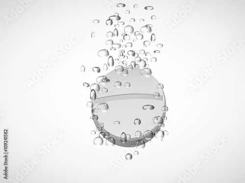 Effervescent tablet in water with bubbles.vector 