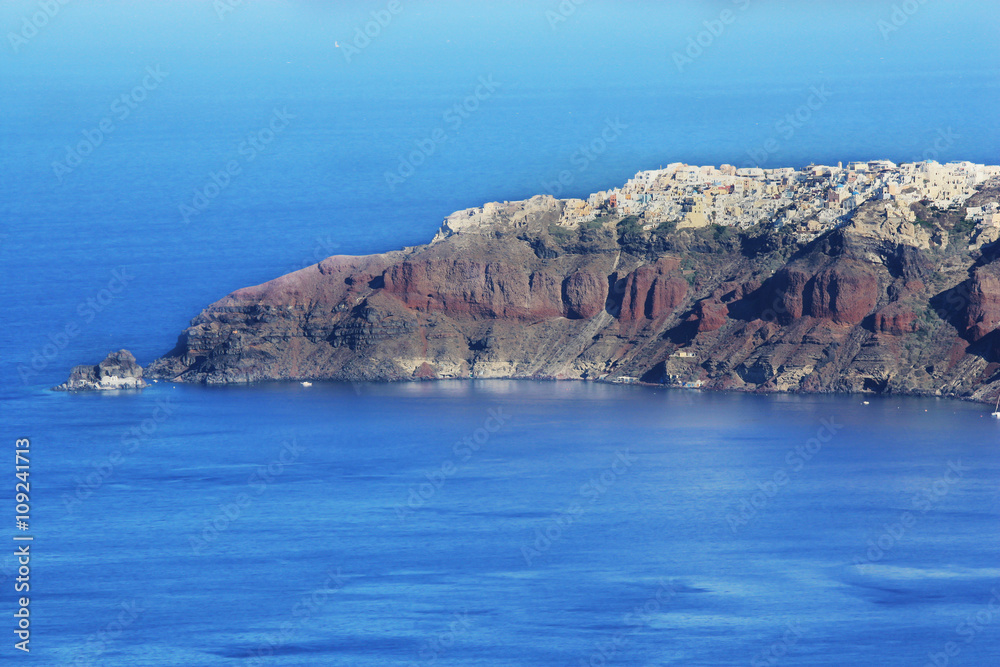  Santorini island, Greece. Panoramic view from the boat.
