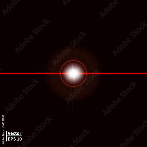 Vector illustration of a red laser beam