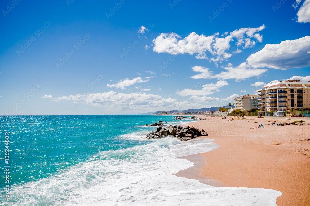 Fototapeta premium Plage, soleil et mer bleue