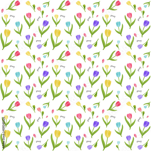 spring summer seamless texture vector colorful tulips flowers