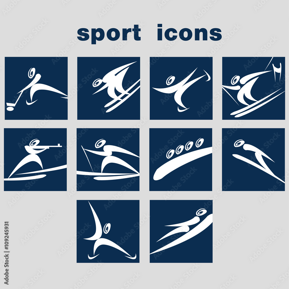 A set of sport icons. Winter games icon set.