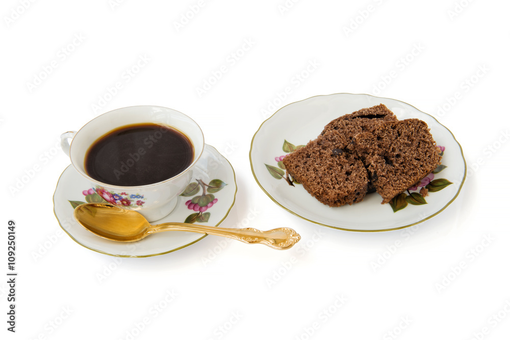 Cafe con bizcocho de chocolate Cafe con bizcocho de chocolate