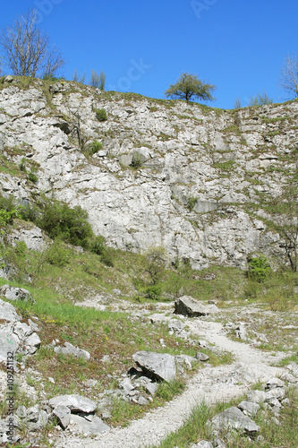 rocks in former limestone quarry Kamenarka near Stramberk, Czech Republic photo