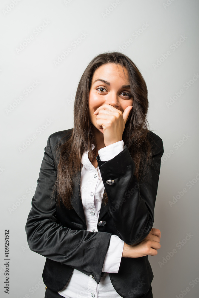 woman surprised and covered her mouth with his hand woman surprised and covered her mouth with his hand