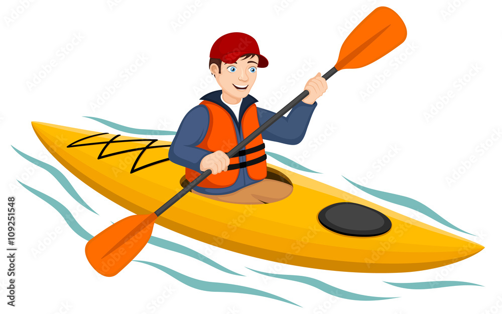 Vector illustration of a cartoon kayaker. Stock Vector Adobe Stock