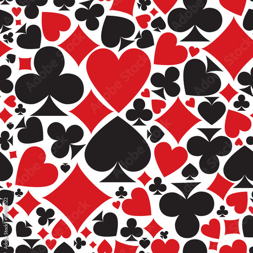 Poker pattern. vector seamless casino background or texture with card suits