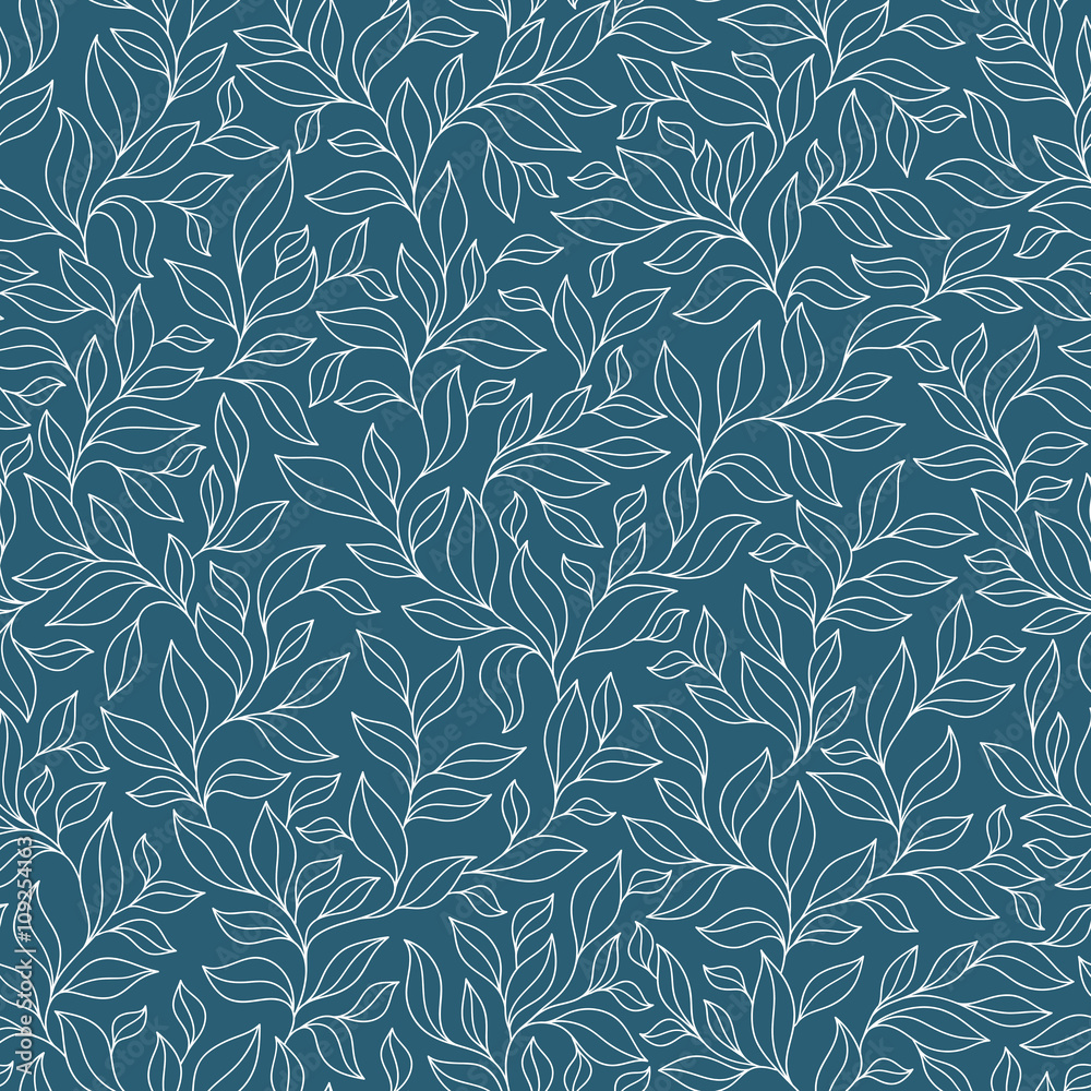 Obraz premium Floral seamless pattern with blue leaves.