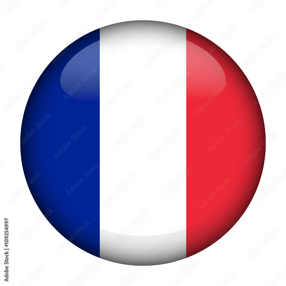 Round glossy Button with flag of France Round glossy Button with flag of France