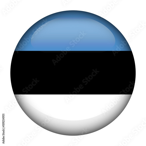 Round glossy Button with flag of Estonia