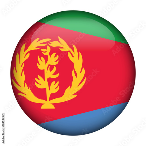 Round glossy Button with flag of Eritrea
